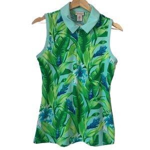 Tommy Bahama Women's Size Medium Athletic Top Sleeveless 1/4 Zip Floral